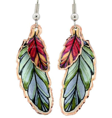 COPPER ARTS INC. COPPER ARTS INC. - CA YM 109 Dangle Copper Colorful Feather Earrings